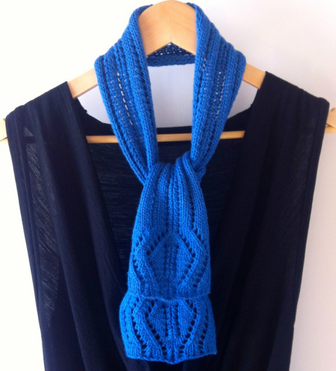 forza scarf, blue scarf on black dress