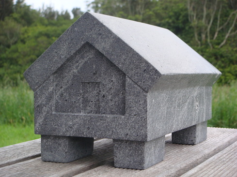'Spirit House' Taranaki andesite sculpture by Hugh Cargill